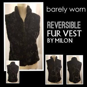 Black Reversible Fur Vest S